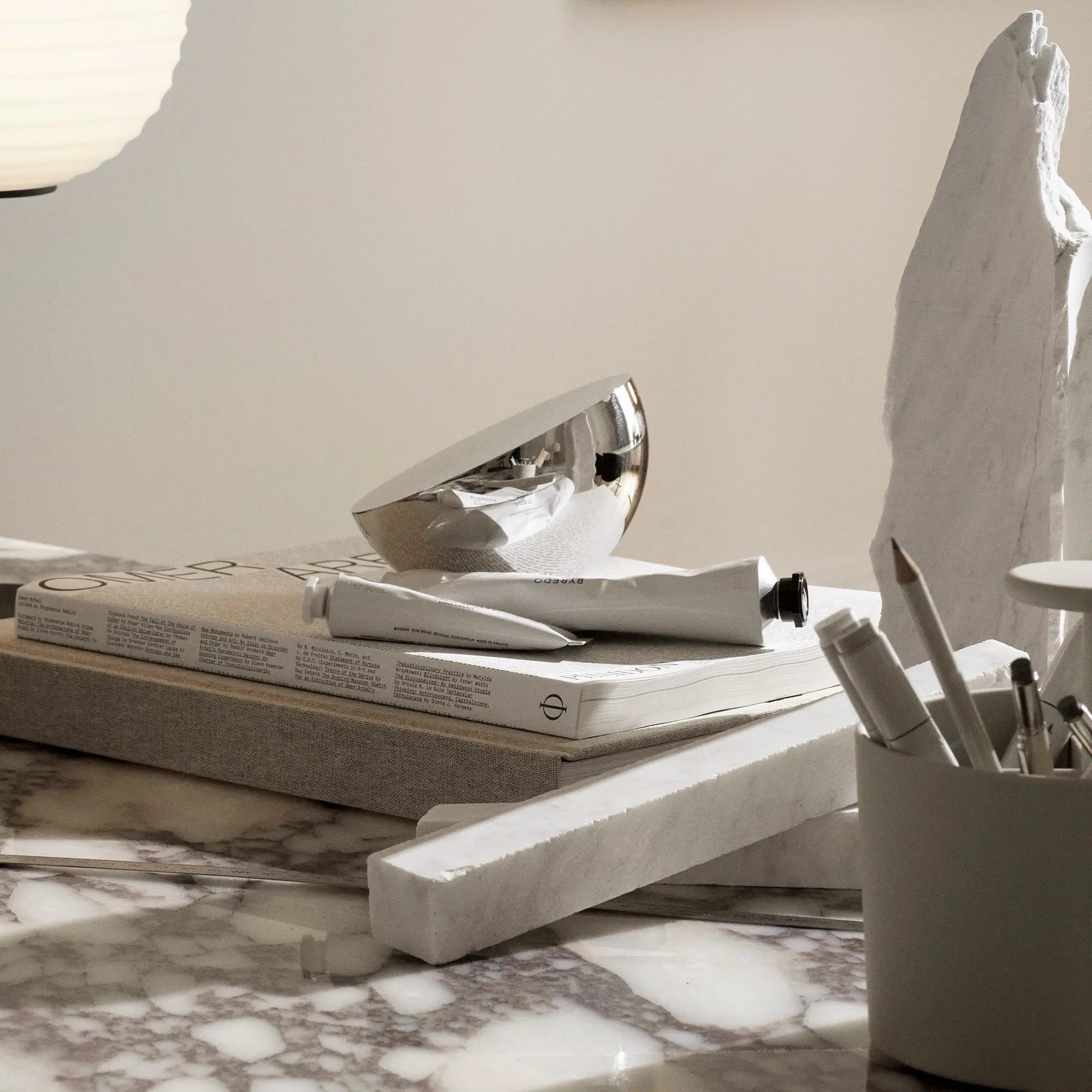 Elegant chrome-finish table mirror with 5x magnification and touch sensor light control