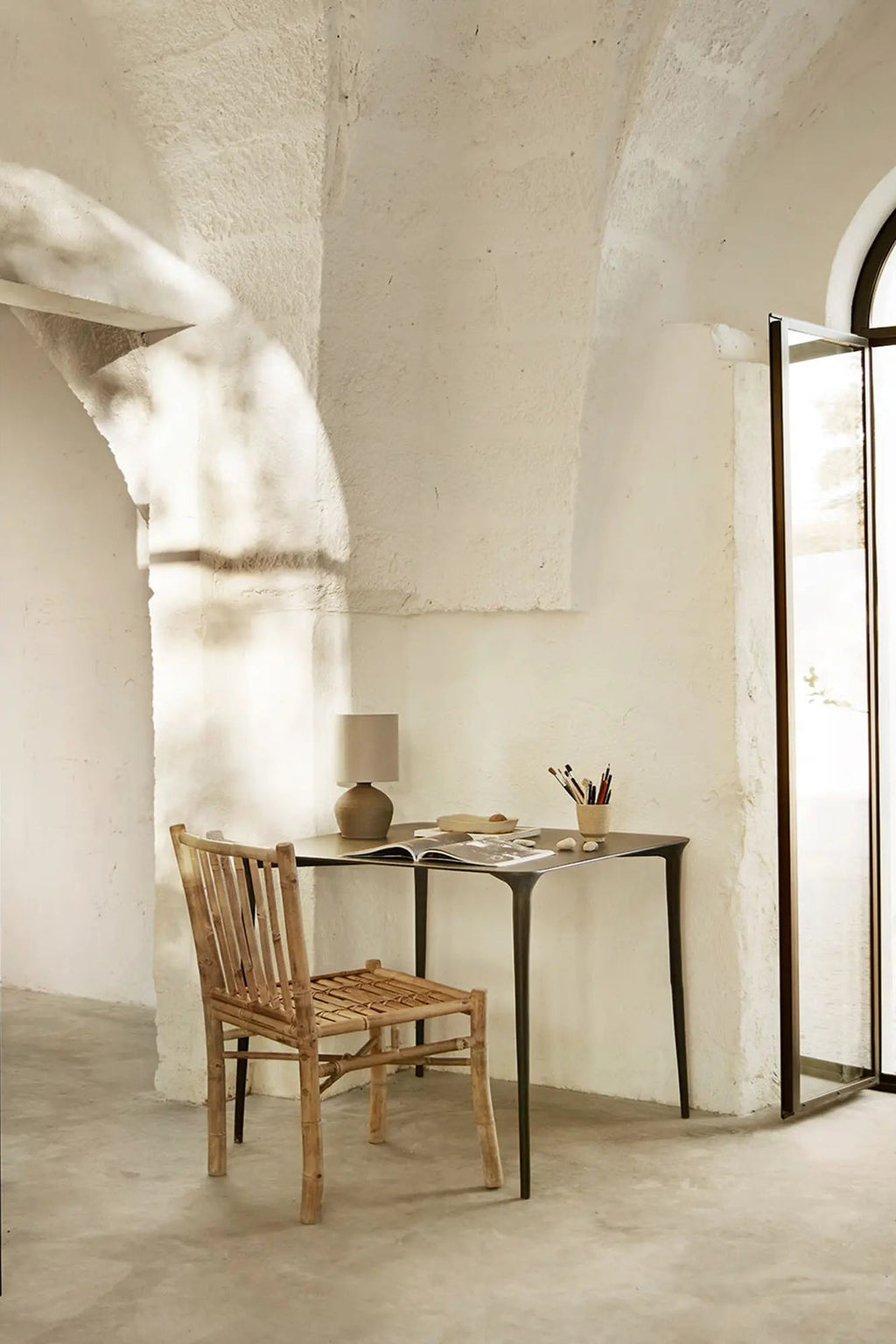 All-weather bamboo dining chairs for outdoor entertainment area