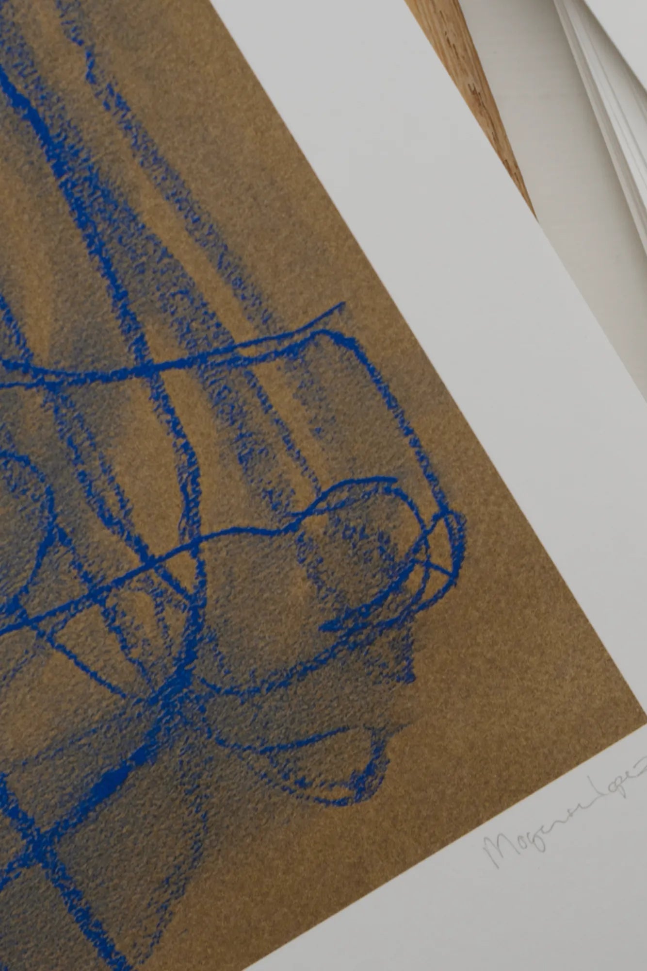 Close-up of blue Doodle pen with comfortable grip and smooth ink flow