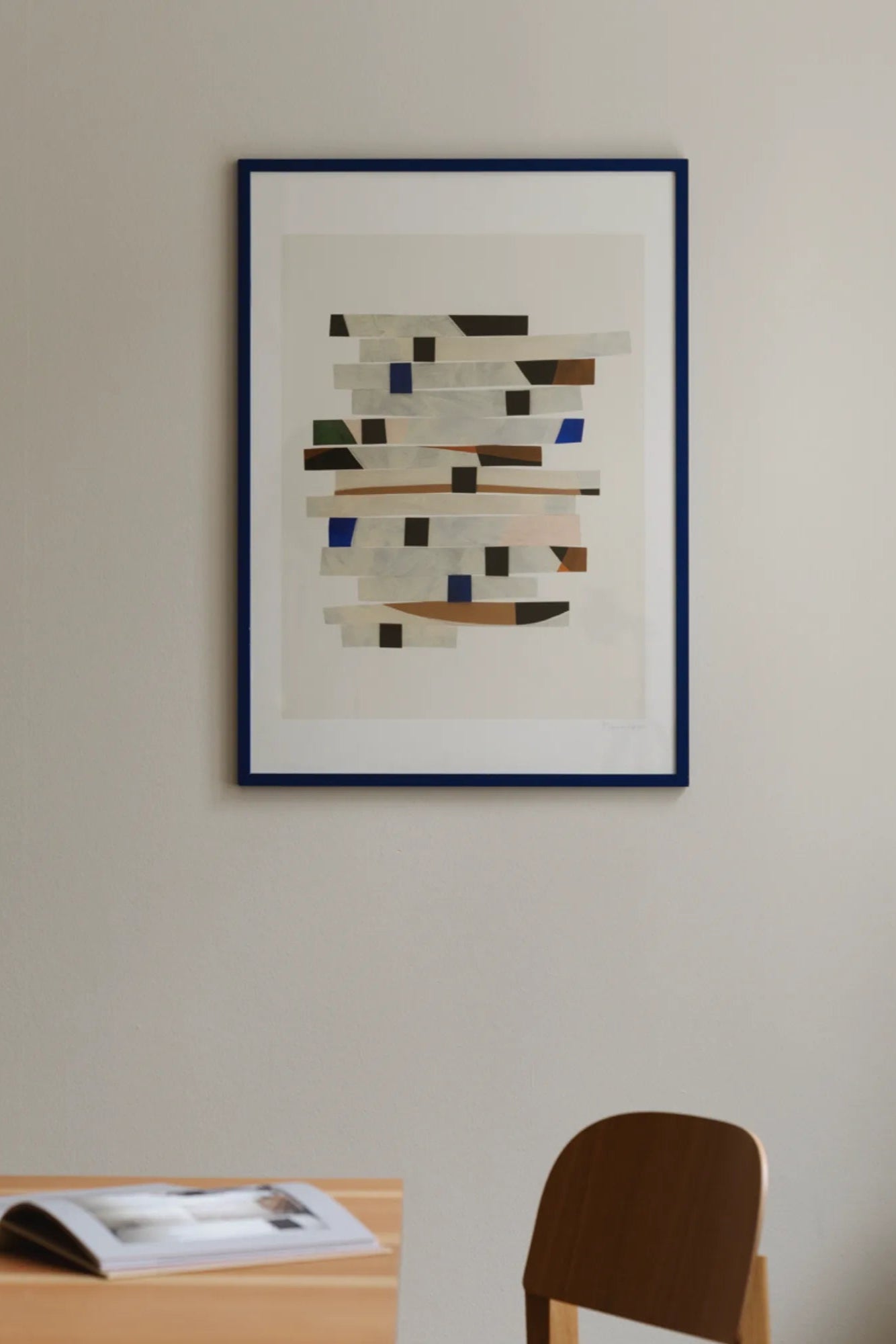 Close-up of the cut up stripes pattern on a stylish beach tote bag