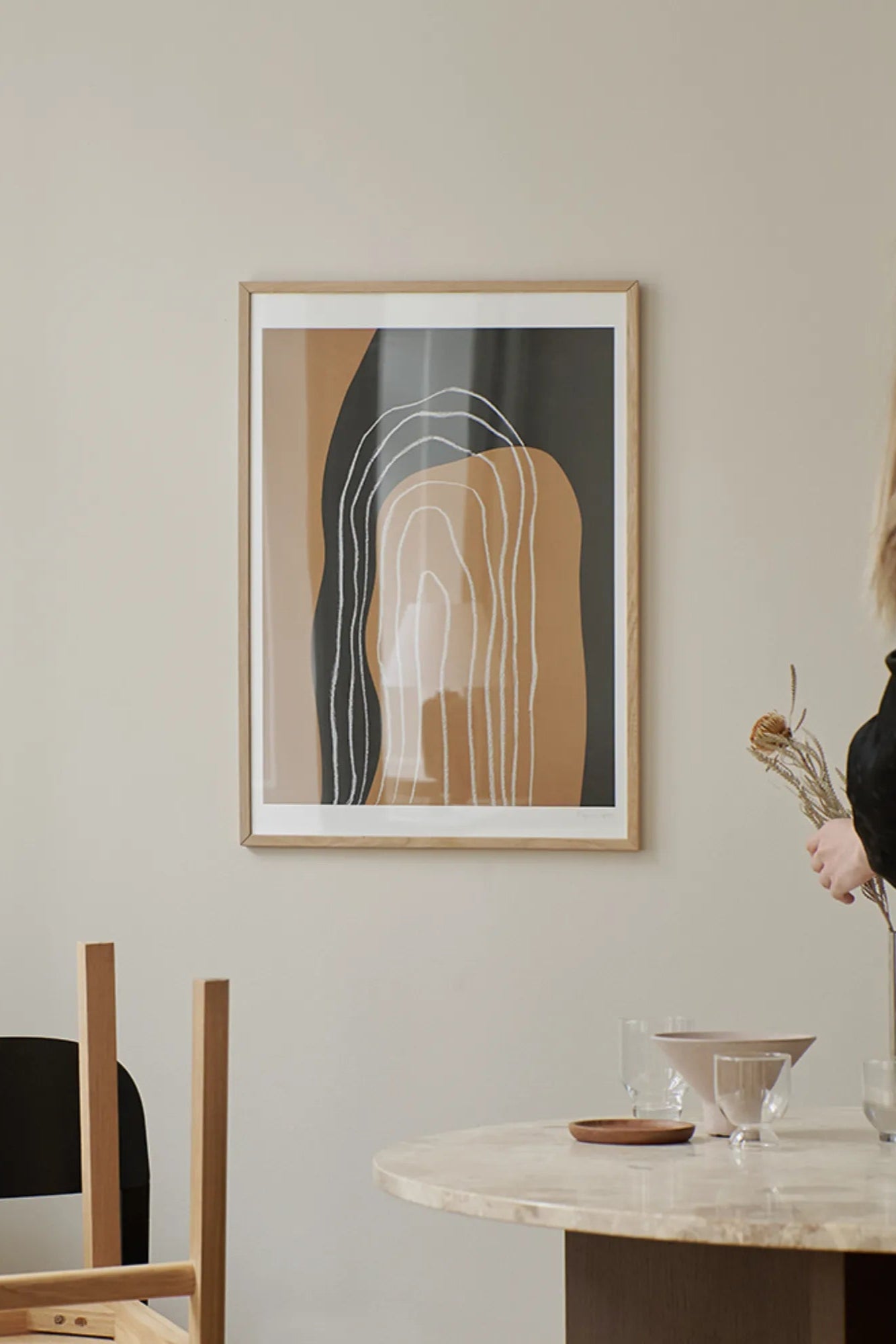 Abstract art painting with geometric shapes and bold lines in vibrant colors