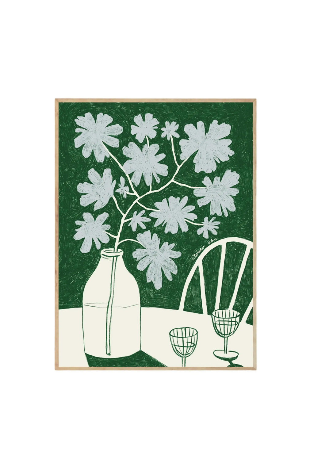 Blue Flowers & Red Wine - Art Print