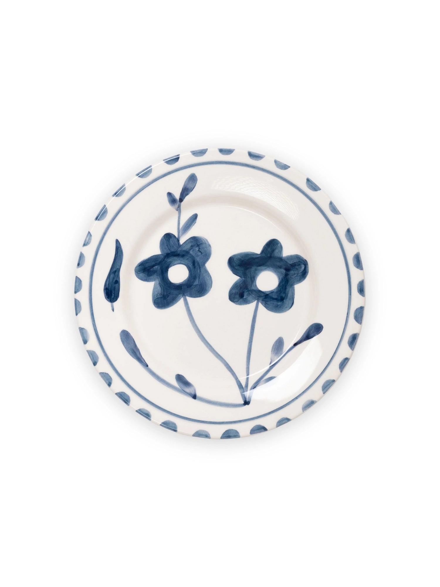 Blue Flowers Hand-Painted Dessert Plate - Set of 4 by Valsa Home - THAT COOL LIVING