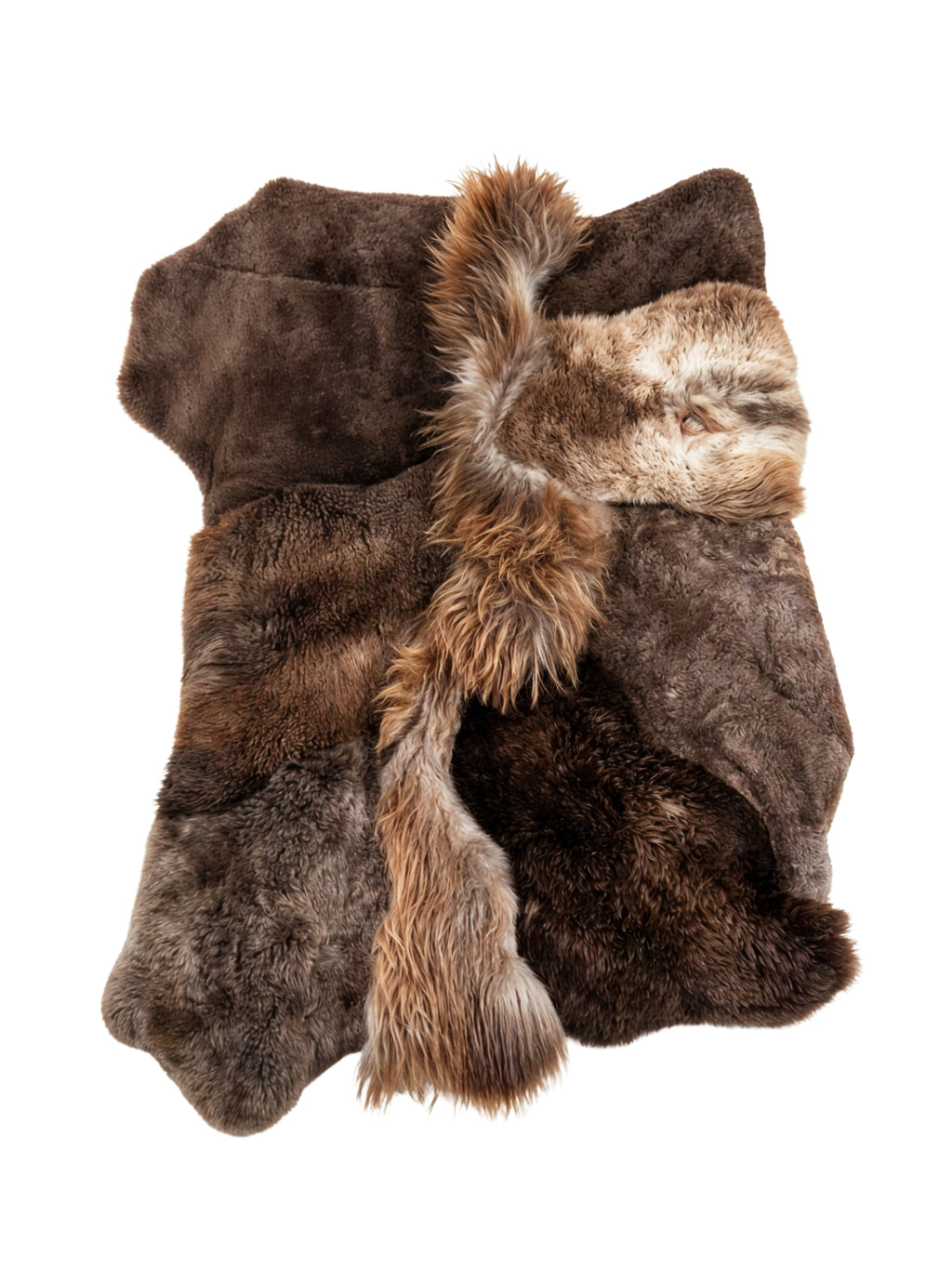 Brown Sheepskin Patchwork Rug
