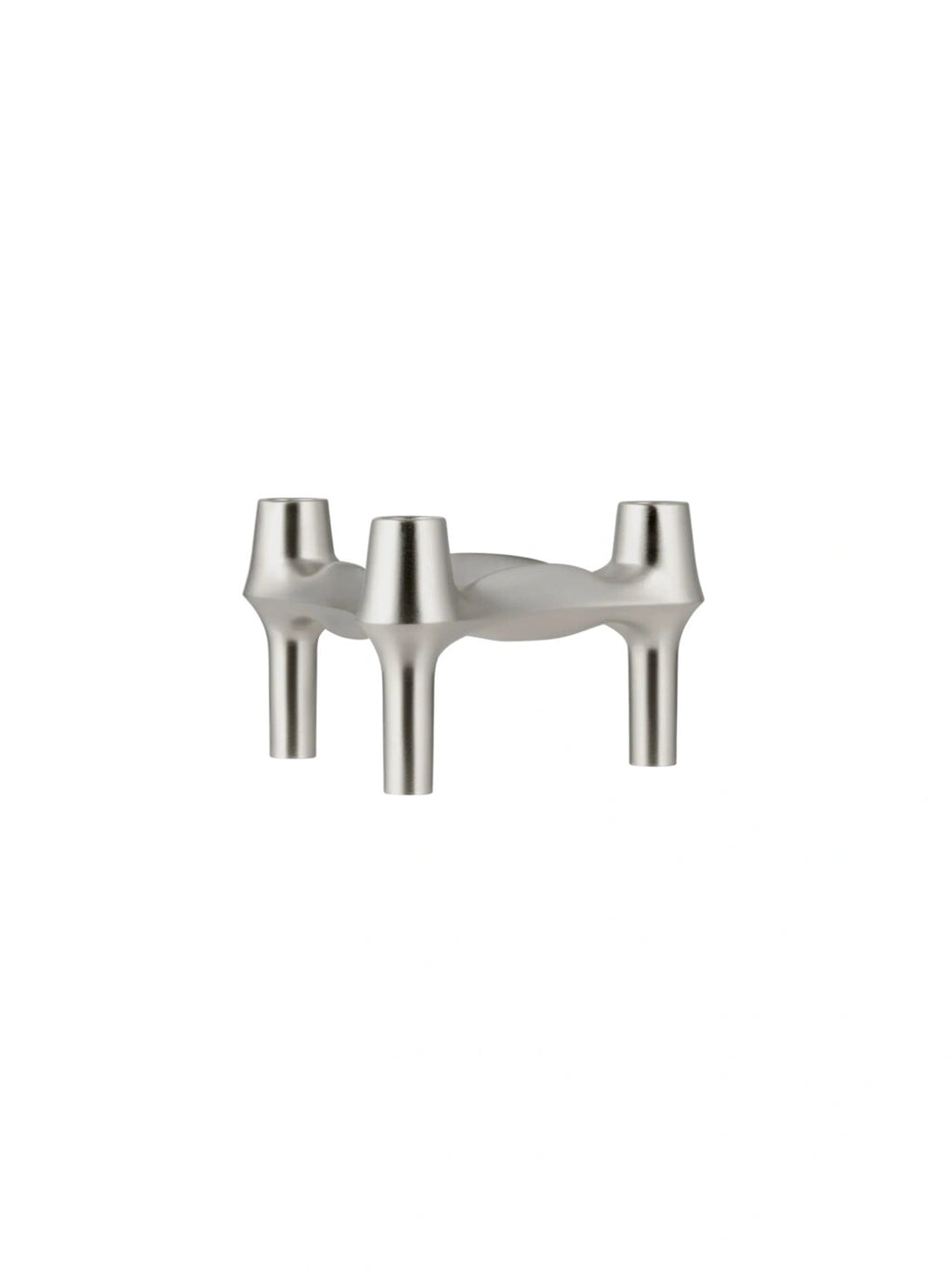 BMF Candle Holder in elegant brushed chrome finish.
