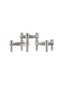 BMF Candle Holder in elegant brushed chrome finish, perfect for modern decor.