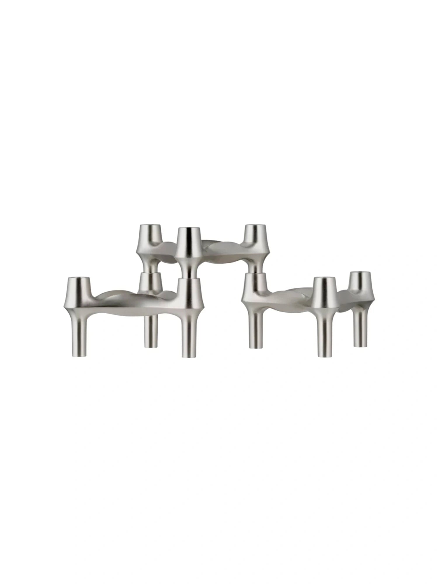 BMF Candle Holder in elegant brushed chrome finish, perfect for modern decor.