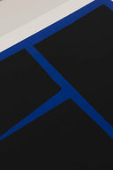 Close-up of the intricate blue geometric pattern on the Blue Geometric 02 product