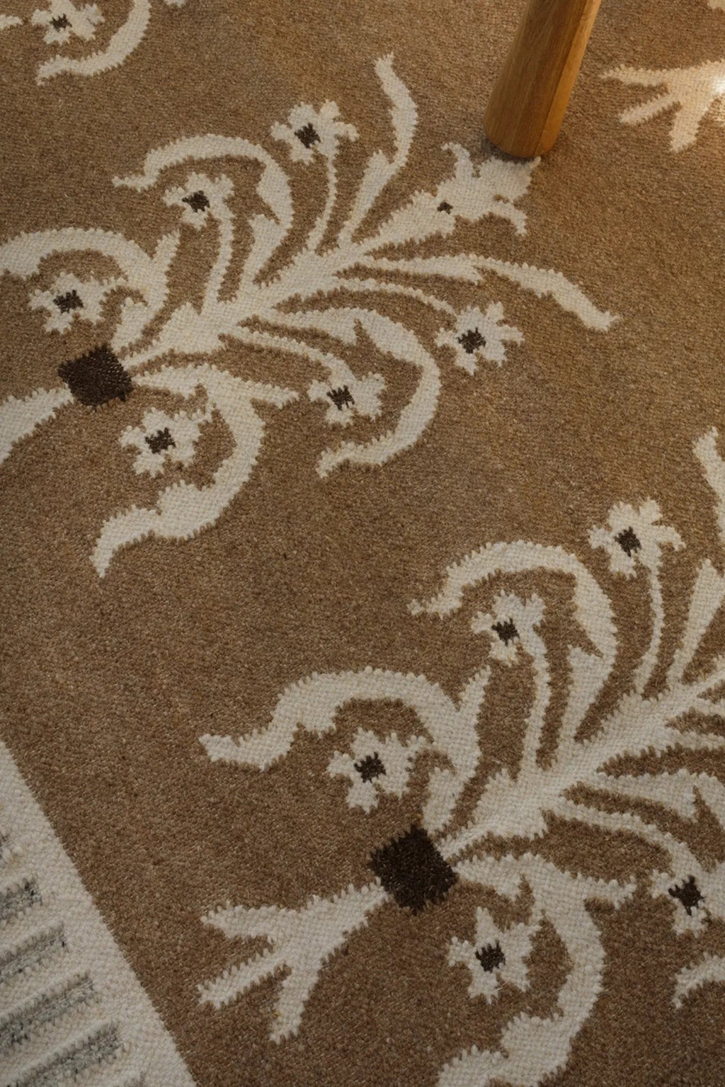 Beautiful handwoven Rug No24 featuring intricate geometric patterns in soft earthy tones