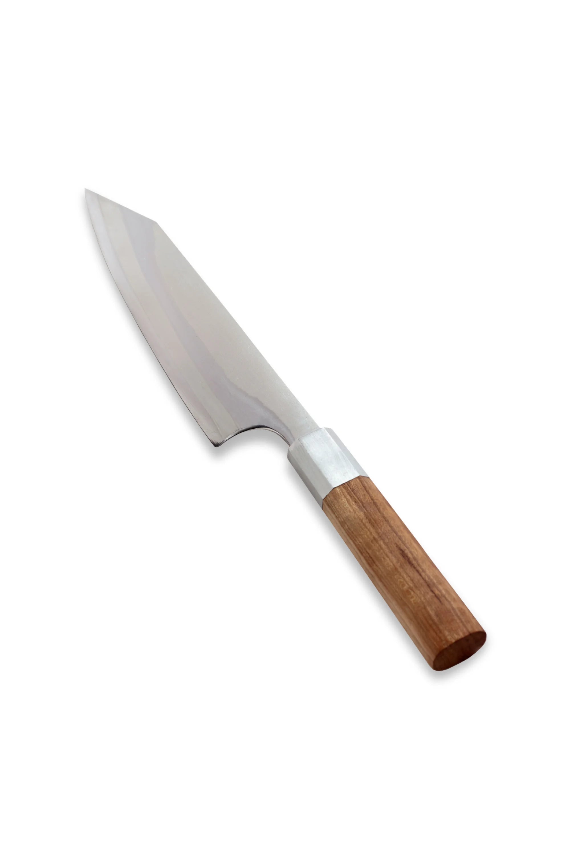 Chef's knife with a wooden handle on a white background