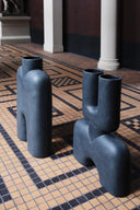 Handcrafted ceramic tall cobra vase in hexagonal shape, perfect for modern home decor