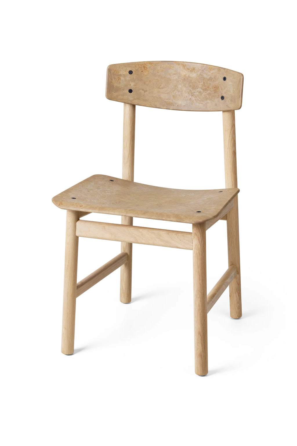 Mater Conscious Chair crafted from light natural oak, featuring a matching light wood seat and backrest with a subtle grain pattern, presented on a clean white background.