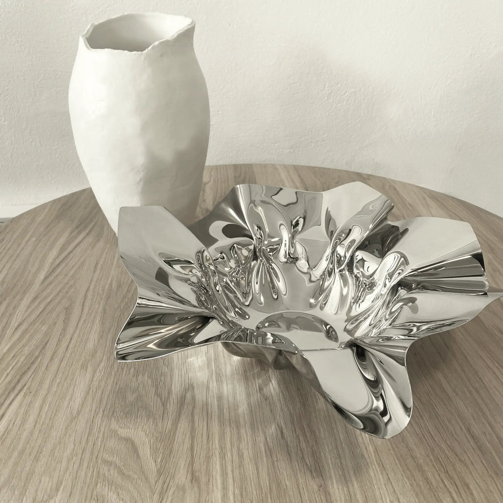 White Contour Bowl with a unique curved shape and smooth finish