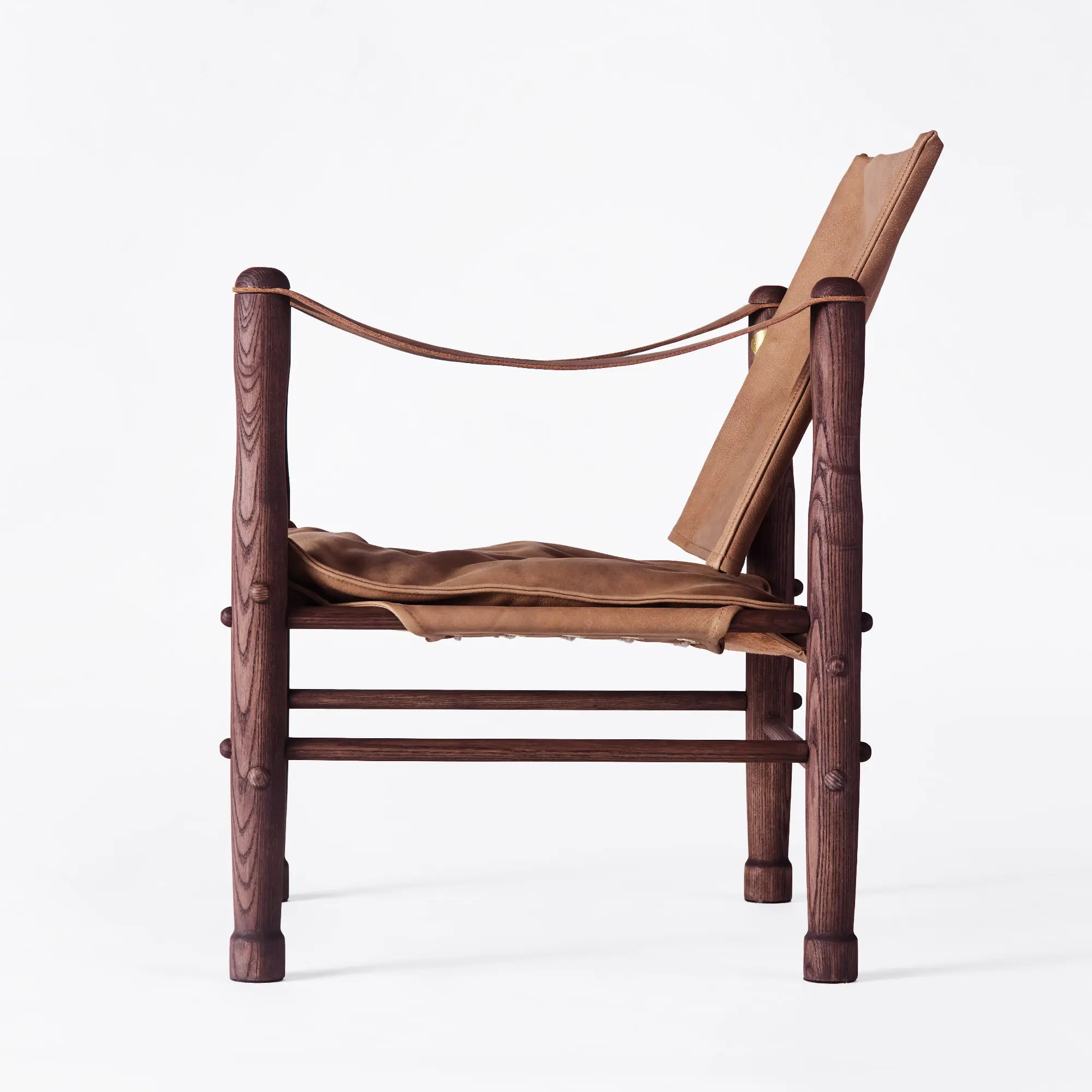 Vintage Safari Chair in natural canvas with sturdy metal frame and armrests