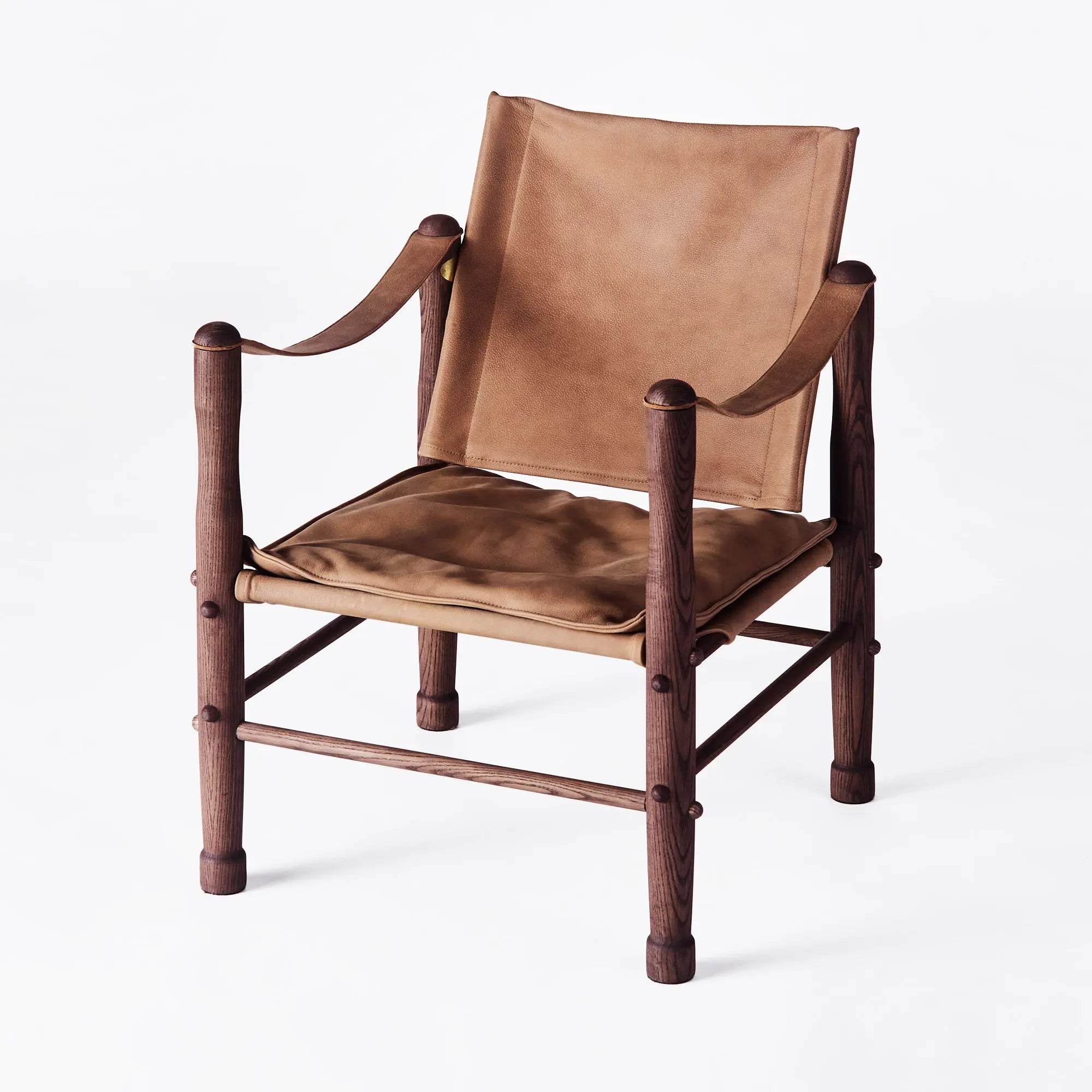 Safari Chair set in elegant ivory fabric with collapsible frame for easy storage and transportation