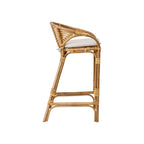 Dola Rattan Barstool - Set of 2 in Natural Finish, ideal for indoor or outdoor use, with comfortable cushioned seats and sturdy rattan construction