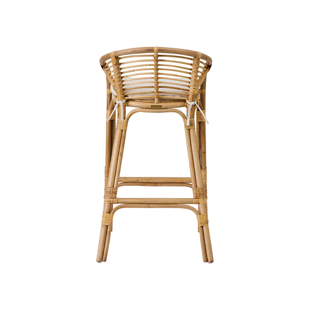 Pair of Dola Rattan Barstools with sturdy rattan construction and comfortable seating