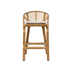 Side view of Dola Rattan Barstool - Set of 2 showcasing the curved backrest and footrest for maximum comfort and support