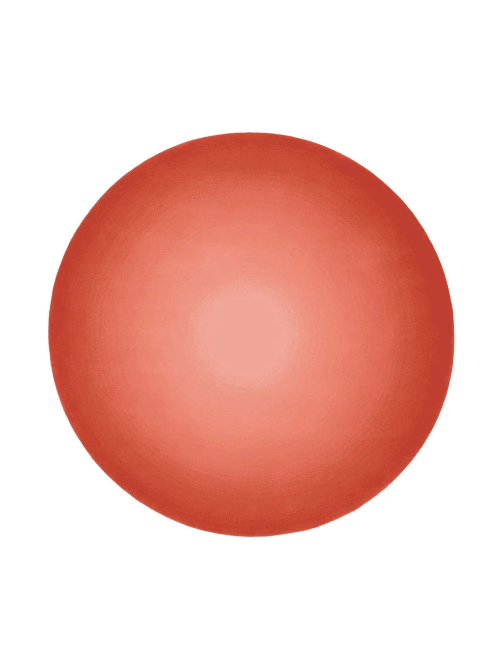 alp_ Degradé Circular Rug, a plush modern minimalist circular rug featuring a striking gradient design that transitions from a rich terracotta orange at the edges to a soft coral peach in the center. This contemporary textile rug offers a warm, inviting feel with its subtle texture and vibrant sunset tones. Ideal for adding an organic modern accent to living rooms, bedrooms, or creative studio spaces.
