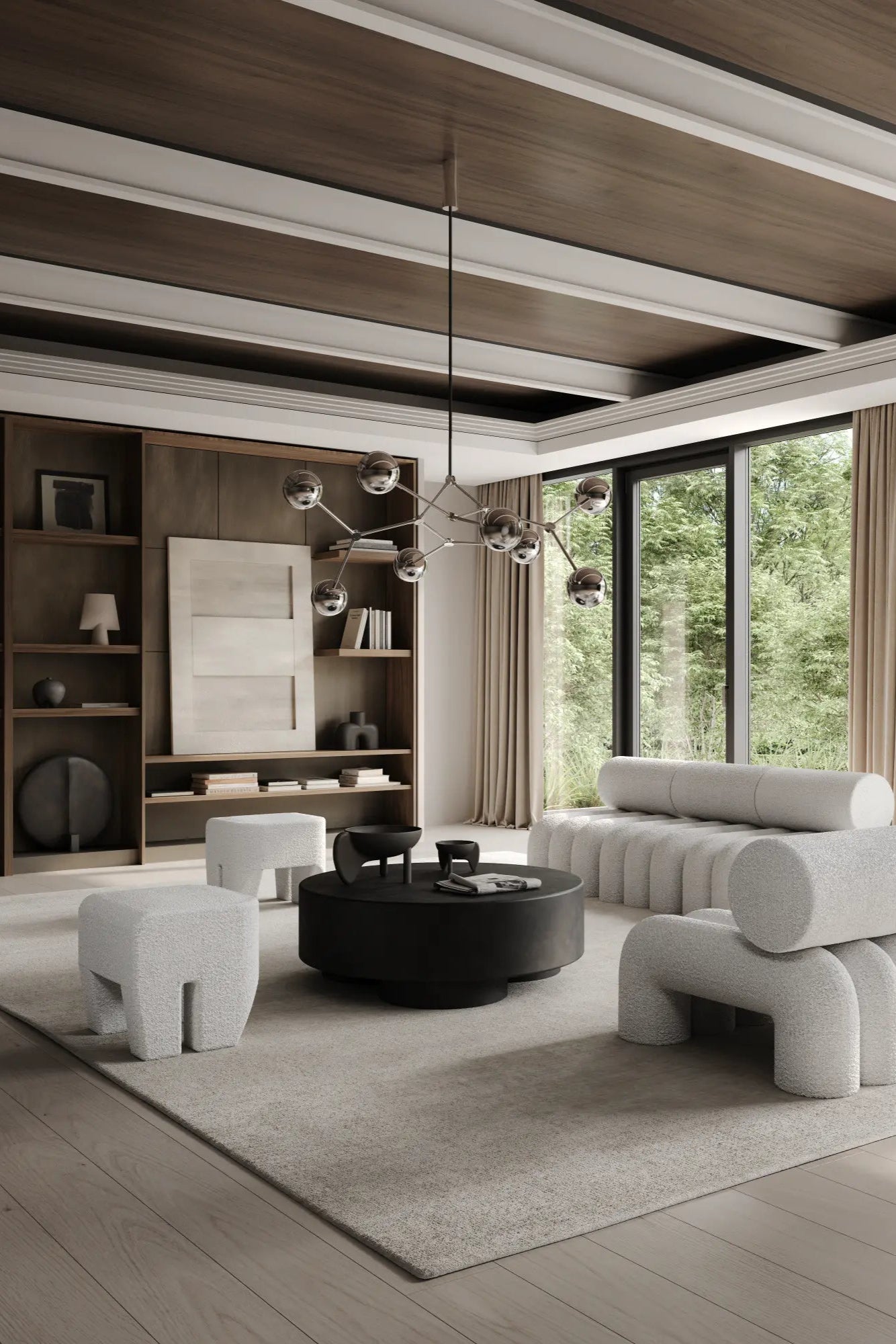 Modern chrome drop chandelier with clear glass globe and sleek design