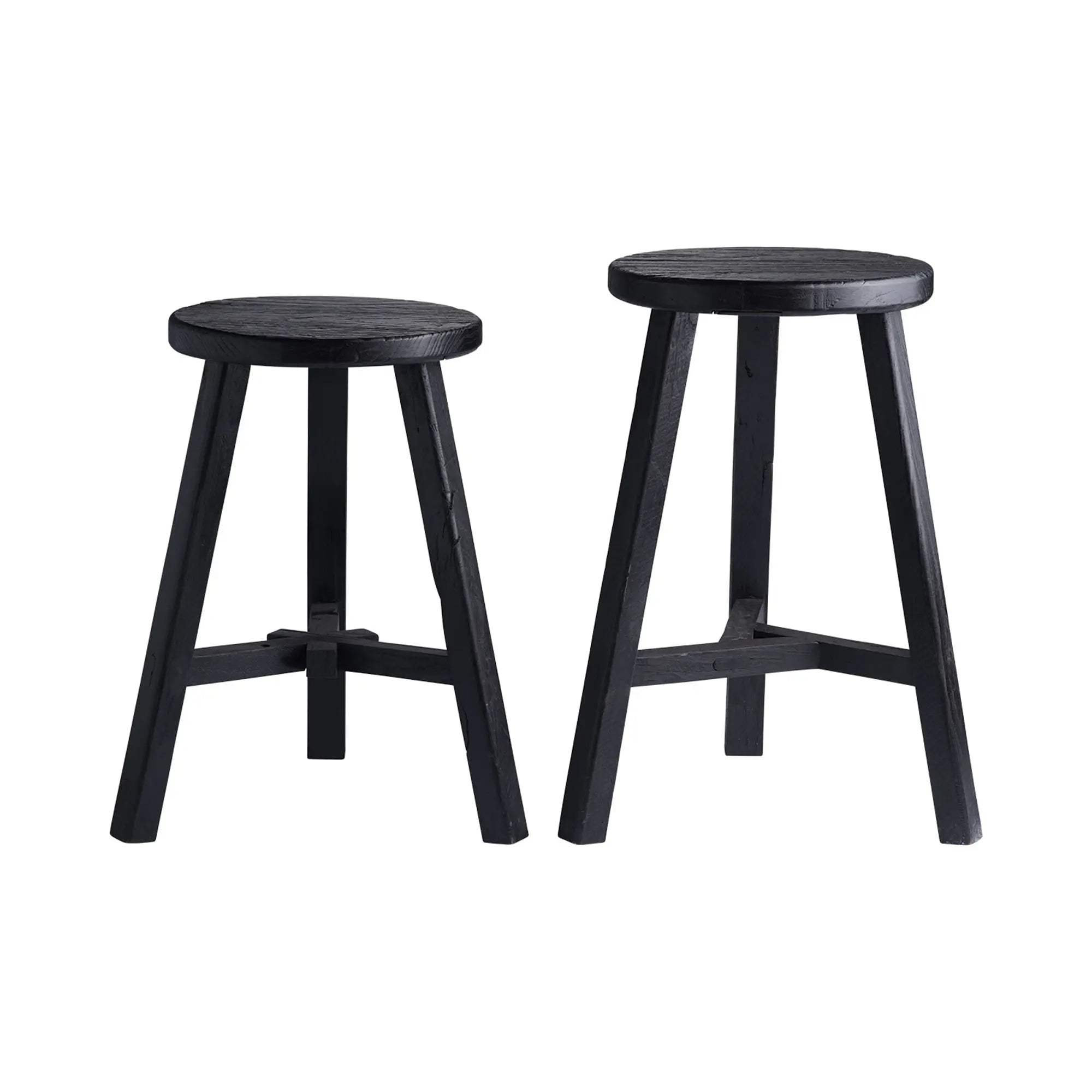 Traditional Elm Wood Stool with Rustic Charm and Timeless Appeal