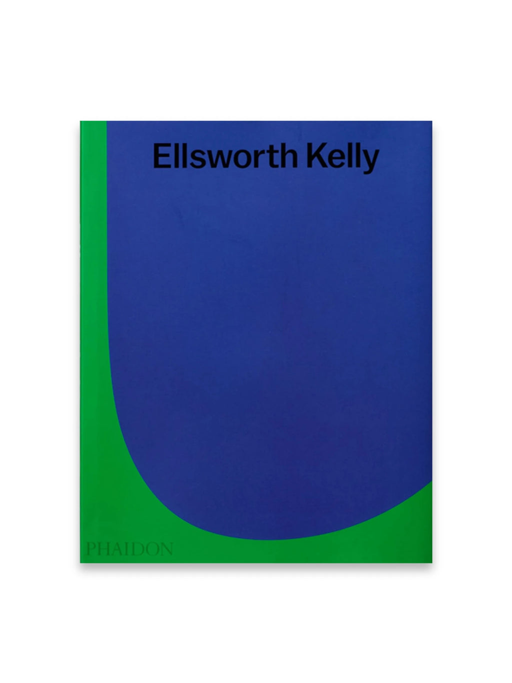 Book Ellsworth Kelly, a vibrant art history book with a bold, modern cover featuring a large royal blue abstract shape against a bright green background, with black text. This stylish art book is perfect for contemporary art enthusiasts and collectors interested in iconic artists.