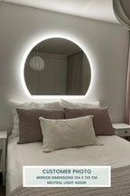 Elegant Half-Moon Mirror With Dimmable LED Lights 