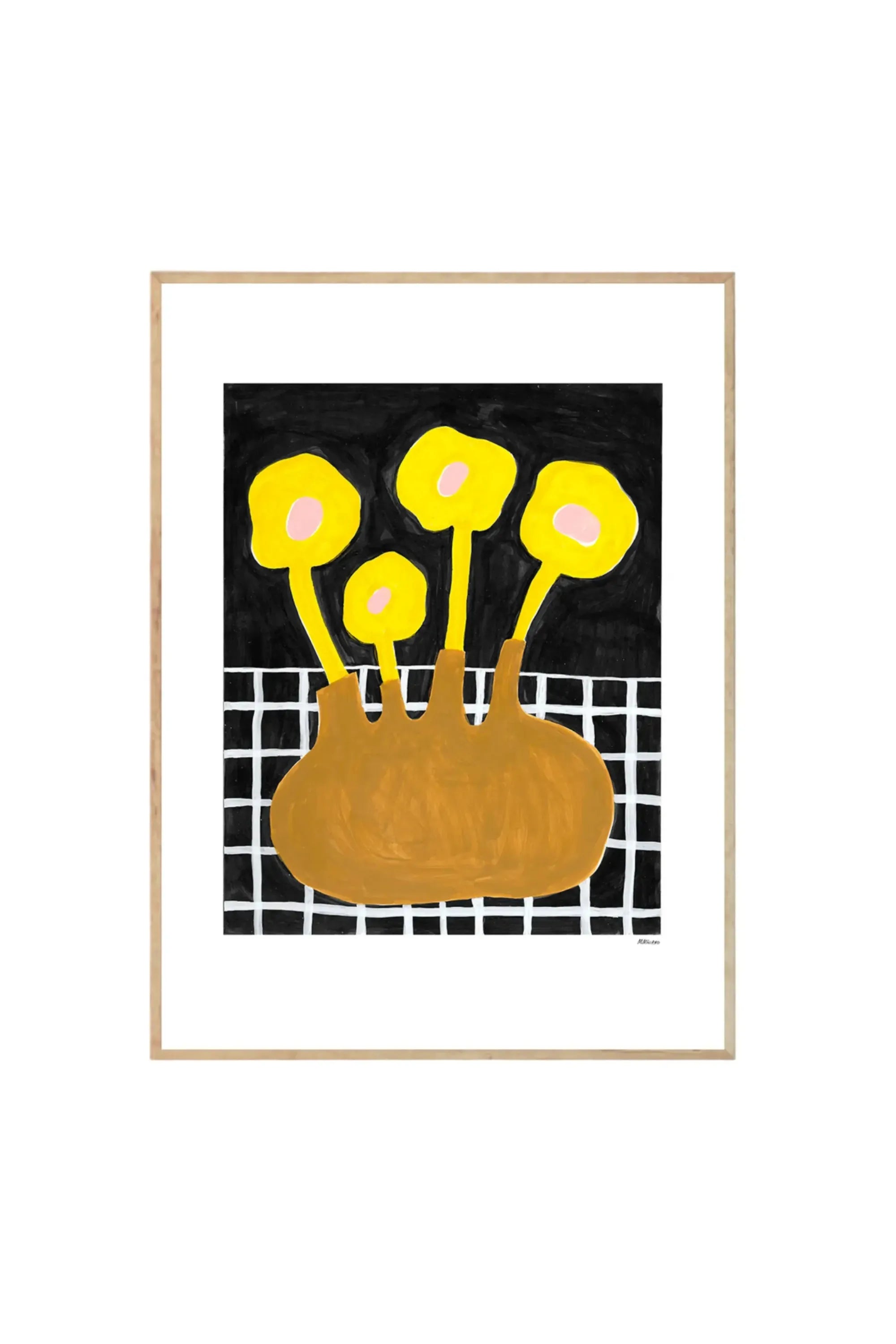 Flowers In Brown Vase - Art Print by The Poster Club - THAT COOL LIVING