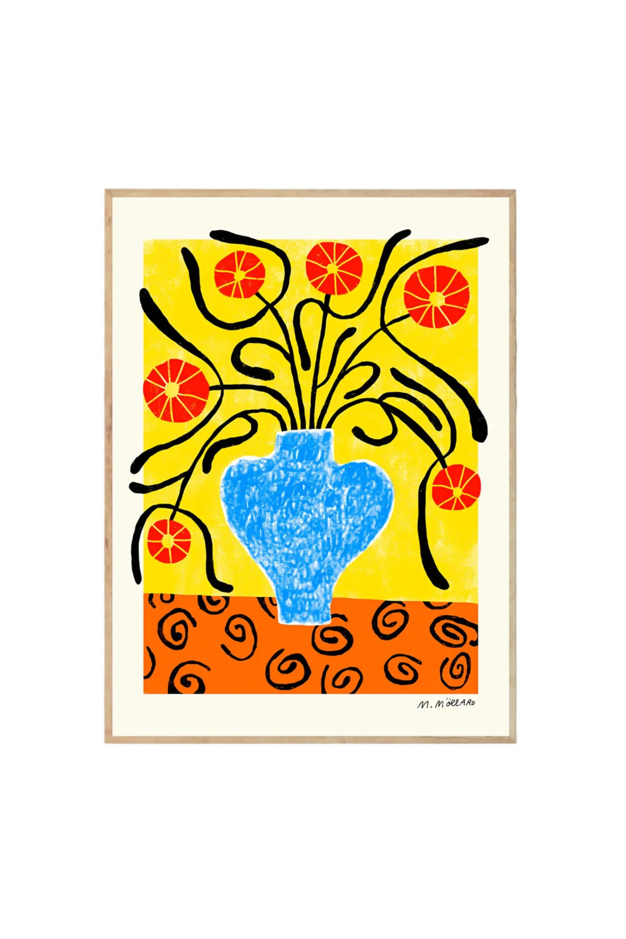 Flowers in Blue Vase - Art Print by The Poster Club - THAT COOL LIVING
