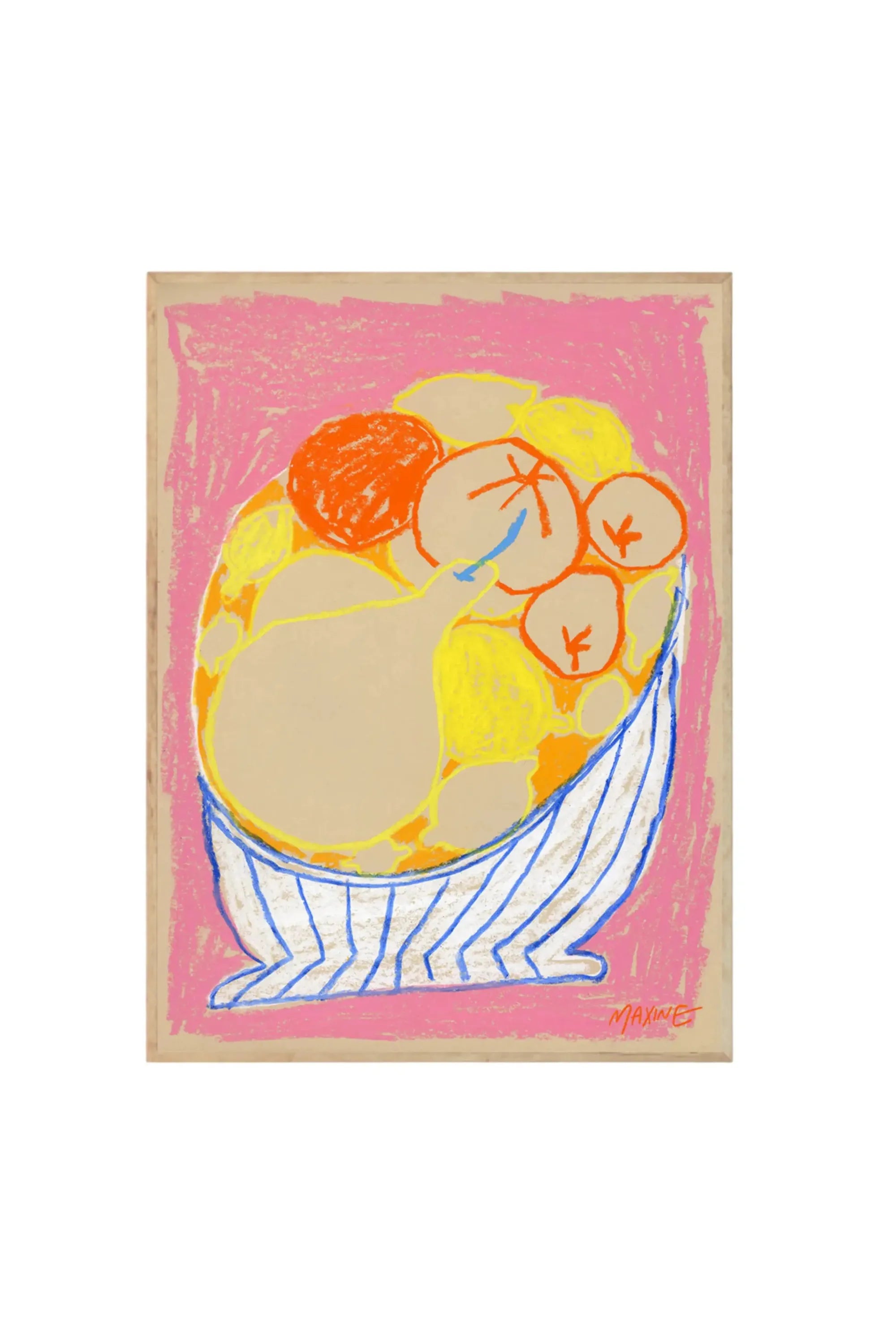 Fruit Bowl on a Pink Table - Art Print by The Poster Club - THAT COOL LIVING