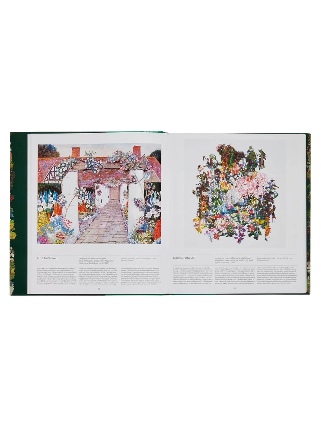 Book Garden, an open hardcover book featuring vibrant, detailed garden illustrations and descriptive text. This premium art book is perfect for garden enthusiasts, art lovers, and those seeking inspiration for landscape design.