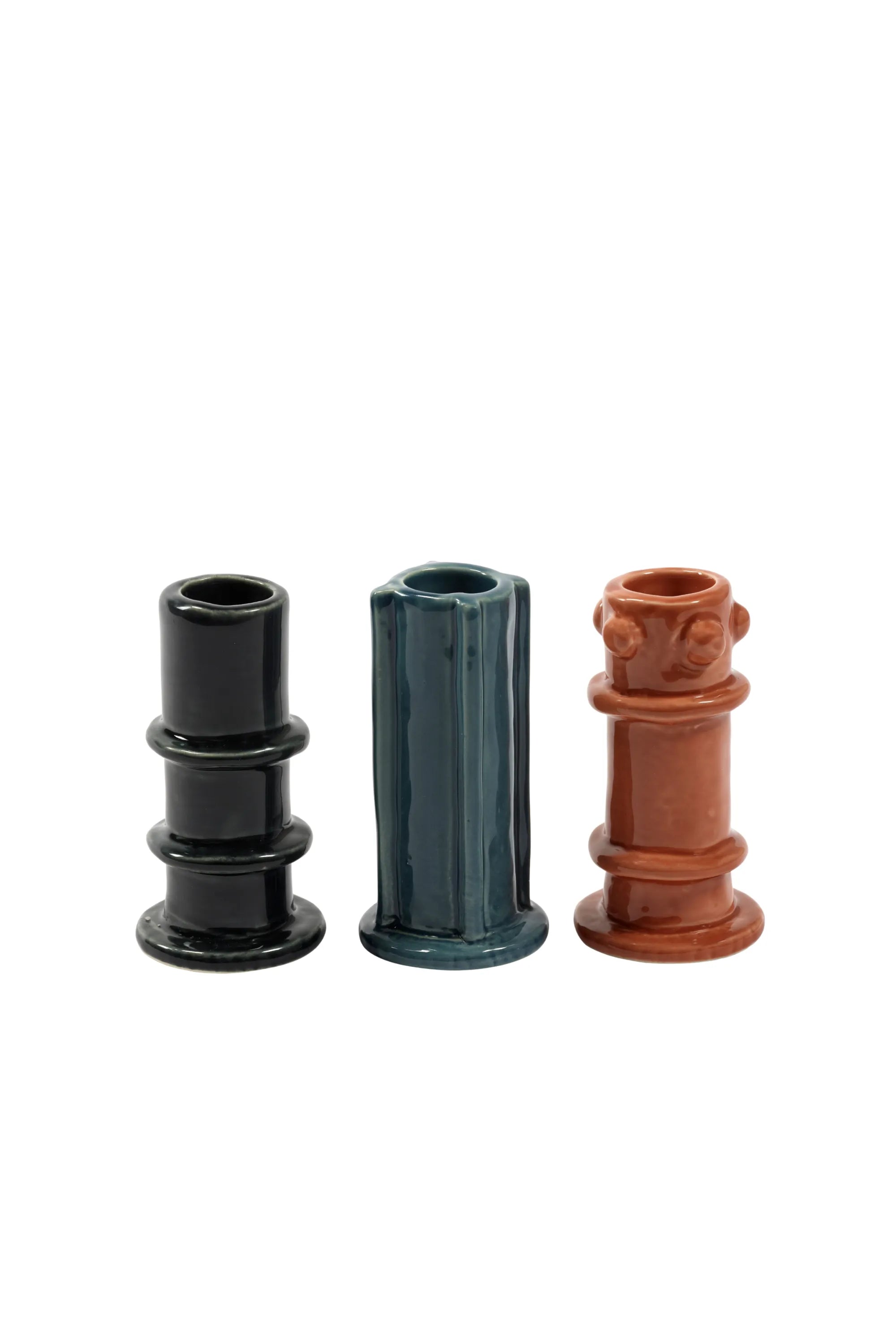 Glazed Molly Candle Holder 03 - Set of 3