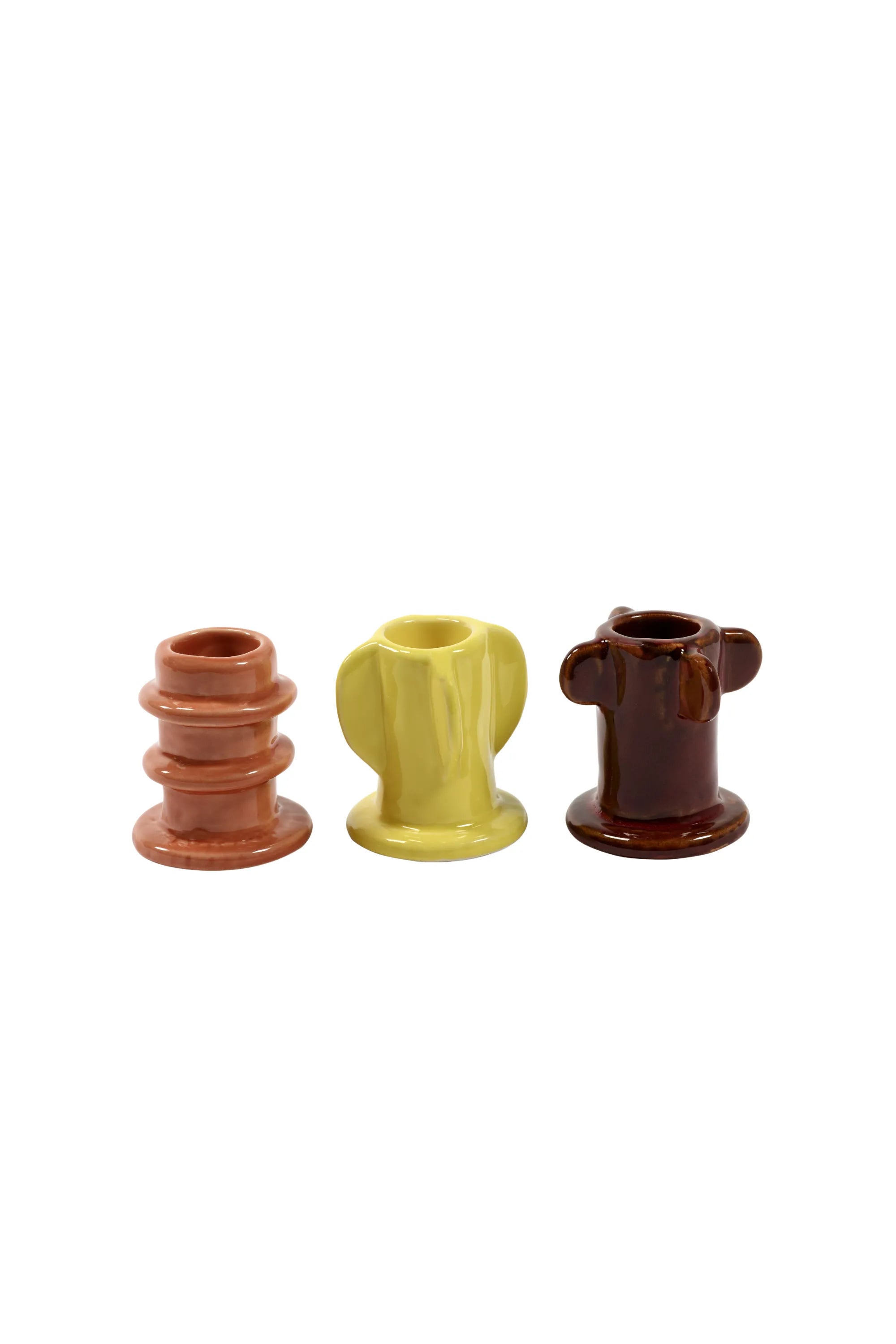 Glazed Molly Candle Holder 02 - Set of 3