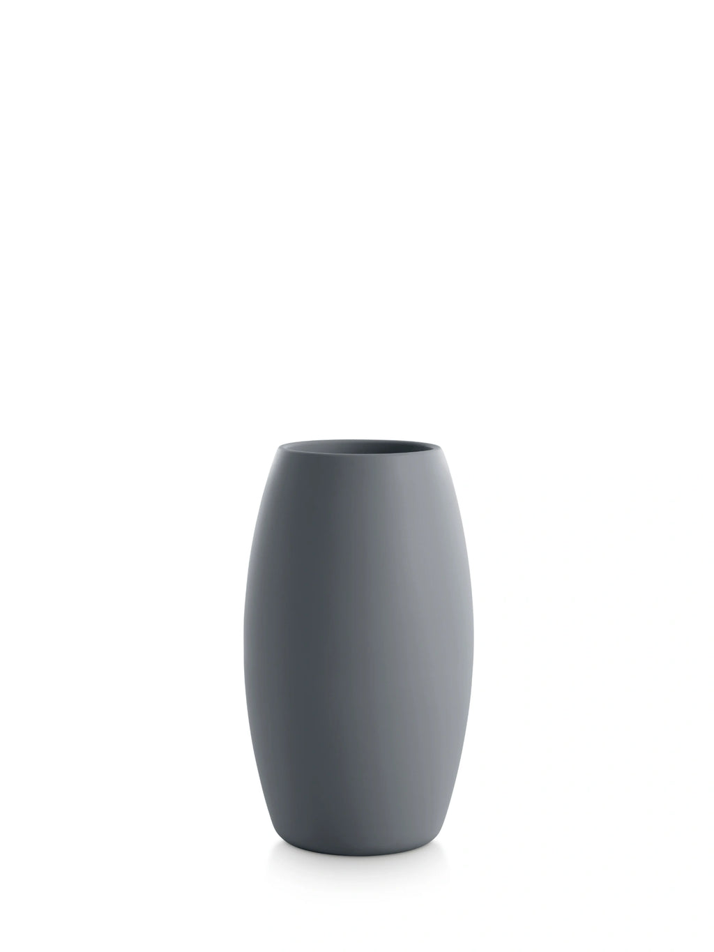 Diabla Gobi 2 Planter in a deep, rich anthracite color, highlighting its elegant oval shape and a smooth, contemporary texture, displayed on a white background.