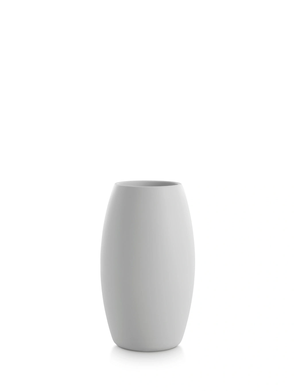 Diabla Gobi 2 Planter in a sophisticated light grey shade, featuring a minimalist oval form and a smooth, premium-quality finish, against a white background.