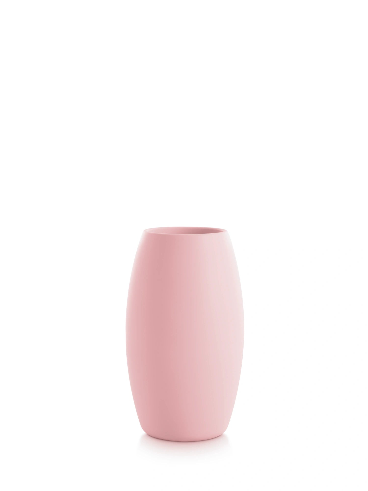 Diabla Gobi 2 Planter in a soft, elegant pink hue, showcasing its contemporary oval design and smooth, durable material, presented on a white background.