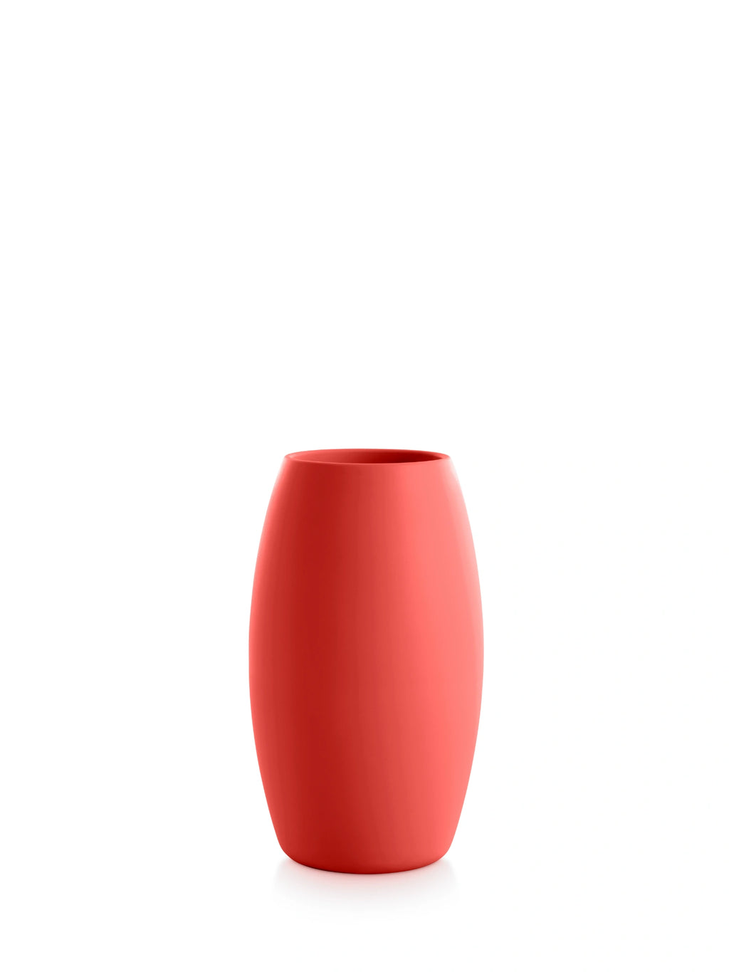 Diabla Gobi 2 Planter in a vibrant, bold red color, with a distinctive oval silhouette and a refined, smooth surface, isolated on a white background.