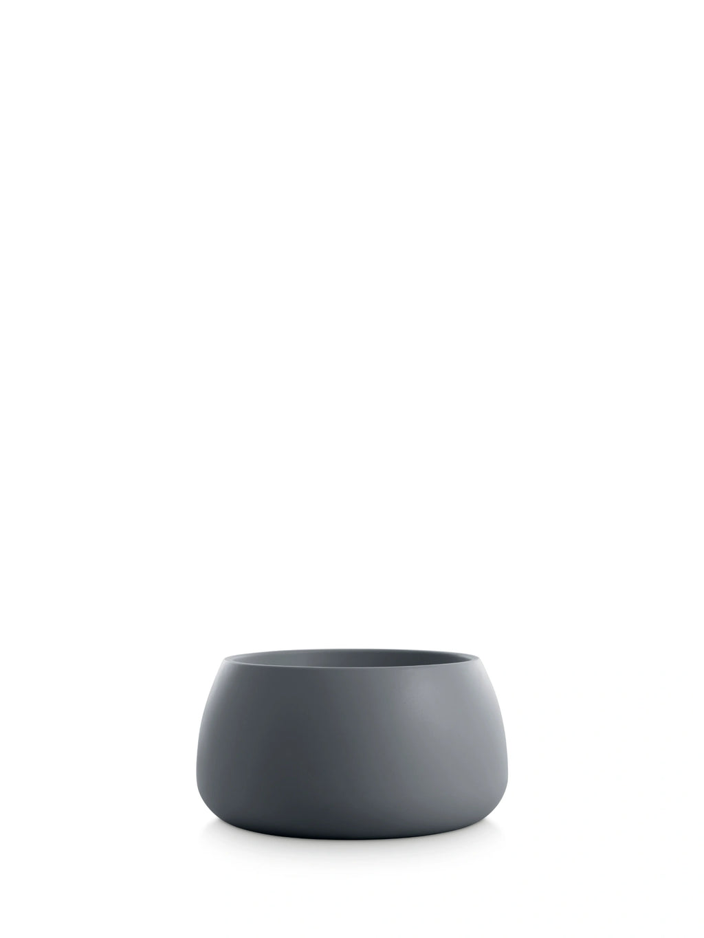 Diabla Gobi 3 Planter in deep matte anthracite, highlighting its sleek, rounded, and low-profile design. This sophisticated, durable planter is displayed on a clean white background.