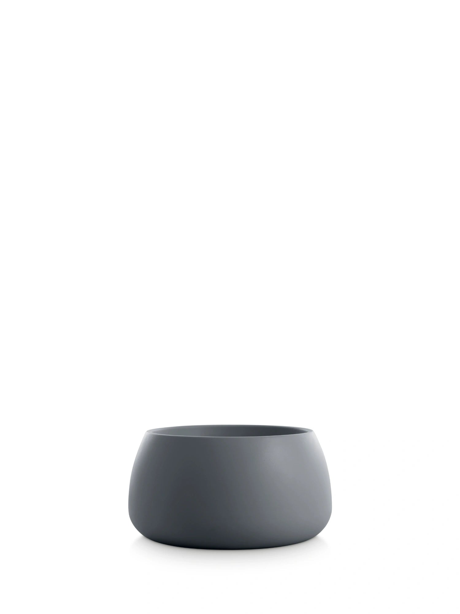 Diabla Gobi 3 Planter in deep matte anthracite, highlighting its sleek, rounded, and low-profile design. This sophisticated, durable planter is displayed on a clean white background.