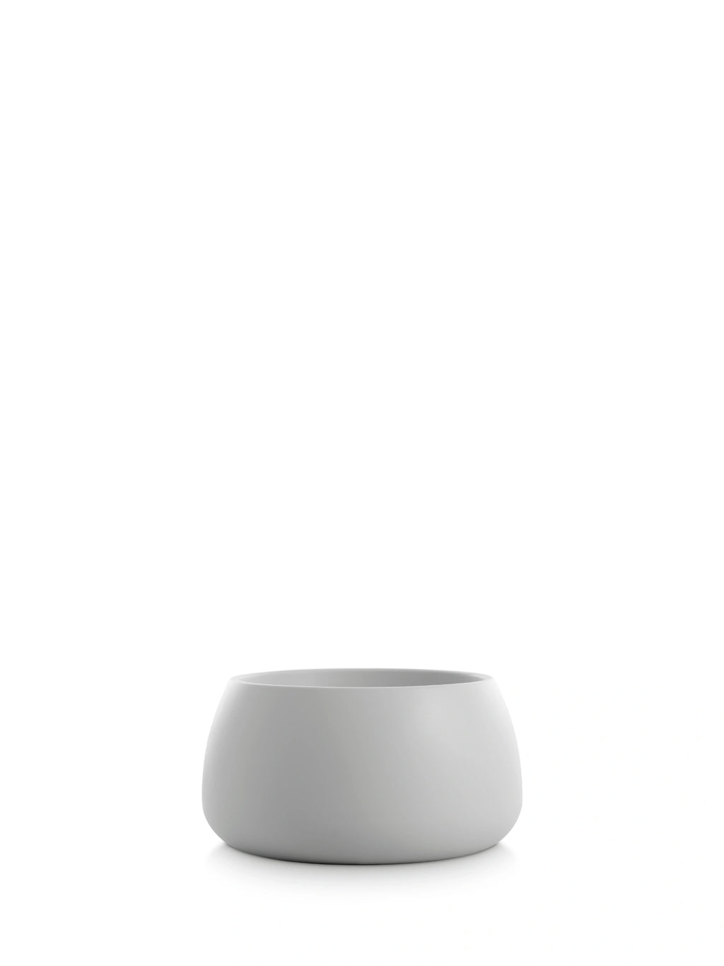 Diabla Gobi 3 Planter in elegant matte grey, showcasing its contemporary, rounded, and low-profile design. This versatile, durable planter is displayed on a clean white background.