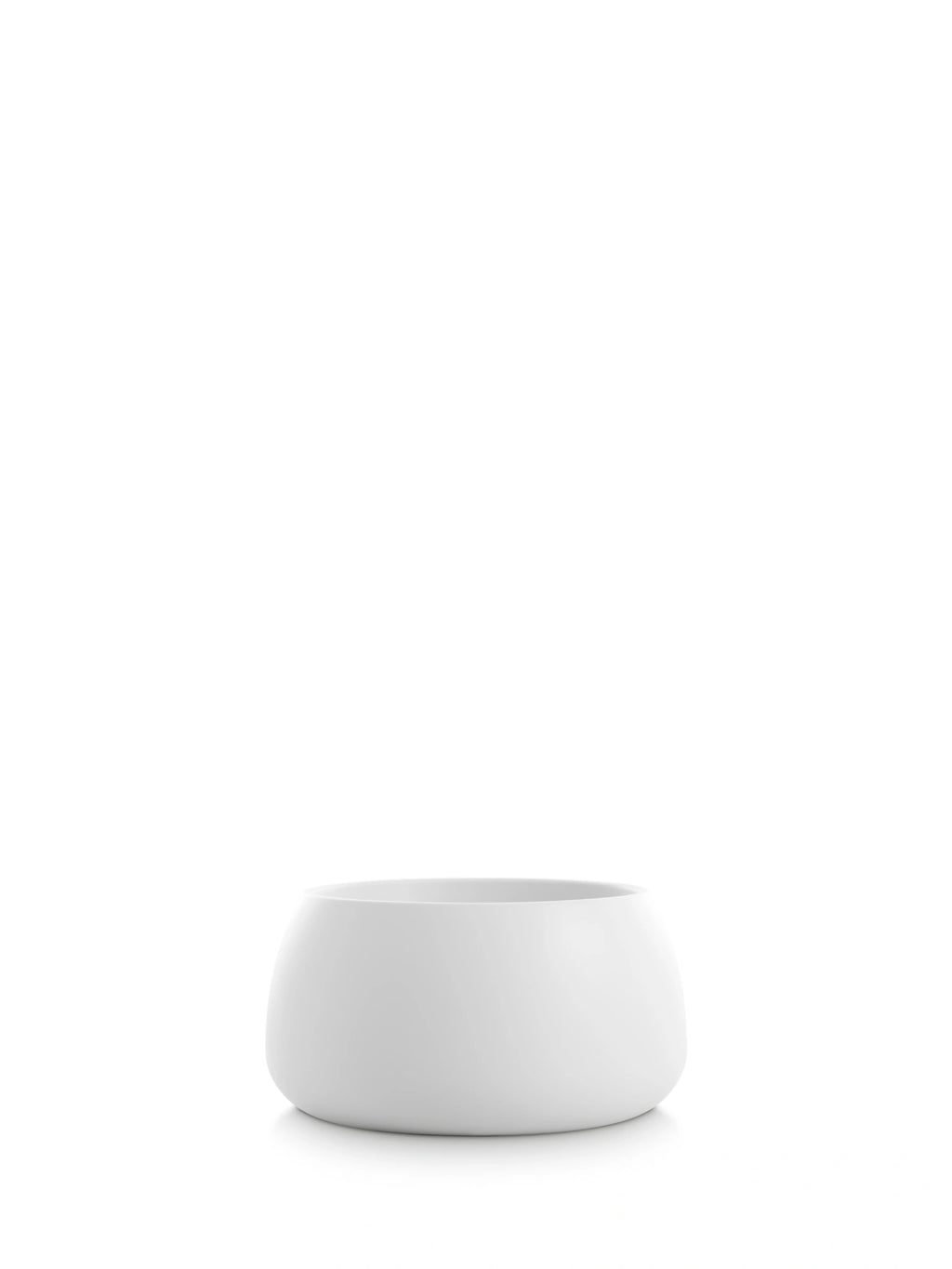 Diabla Gobi 3 Planter in crisp matte white, featuring its contemporary, rounded, and low-profile design. This minimalist, durable planter is displayed on a clean white background.