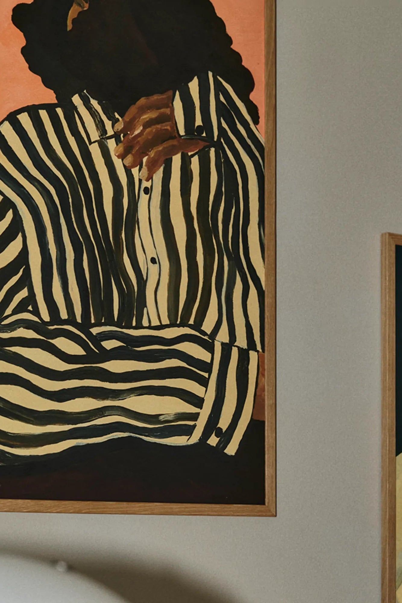 Serene Stripes: A serene, calming bedroom scene with a striped duvet cover and matching pillow shams