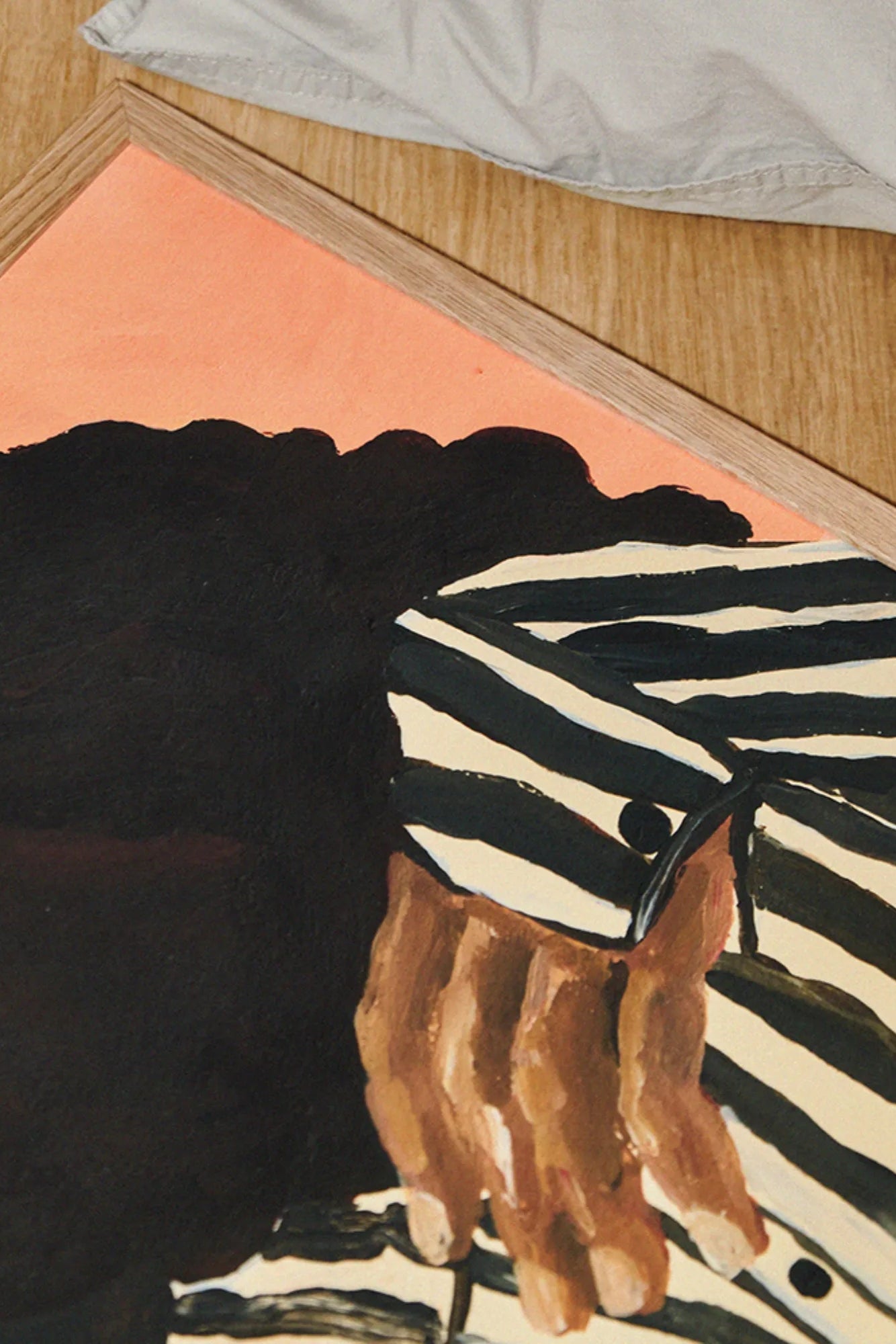 Serene Stripes: A peaceful living room setting with a modern striped area rug in shades of gray and cream