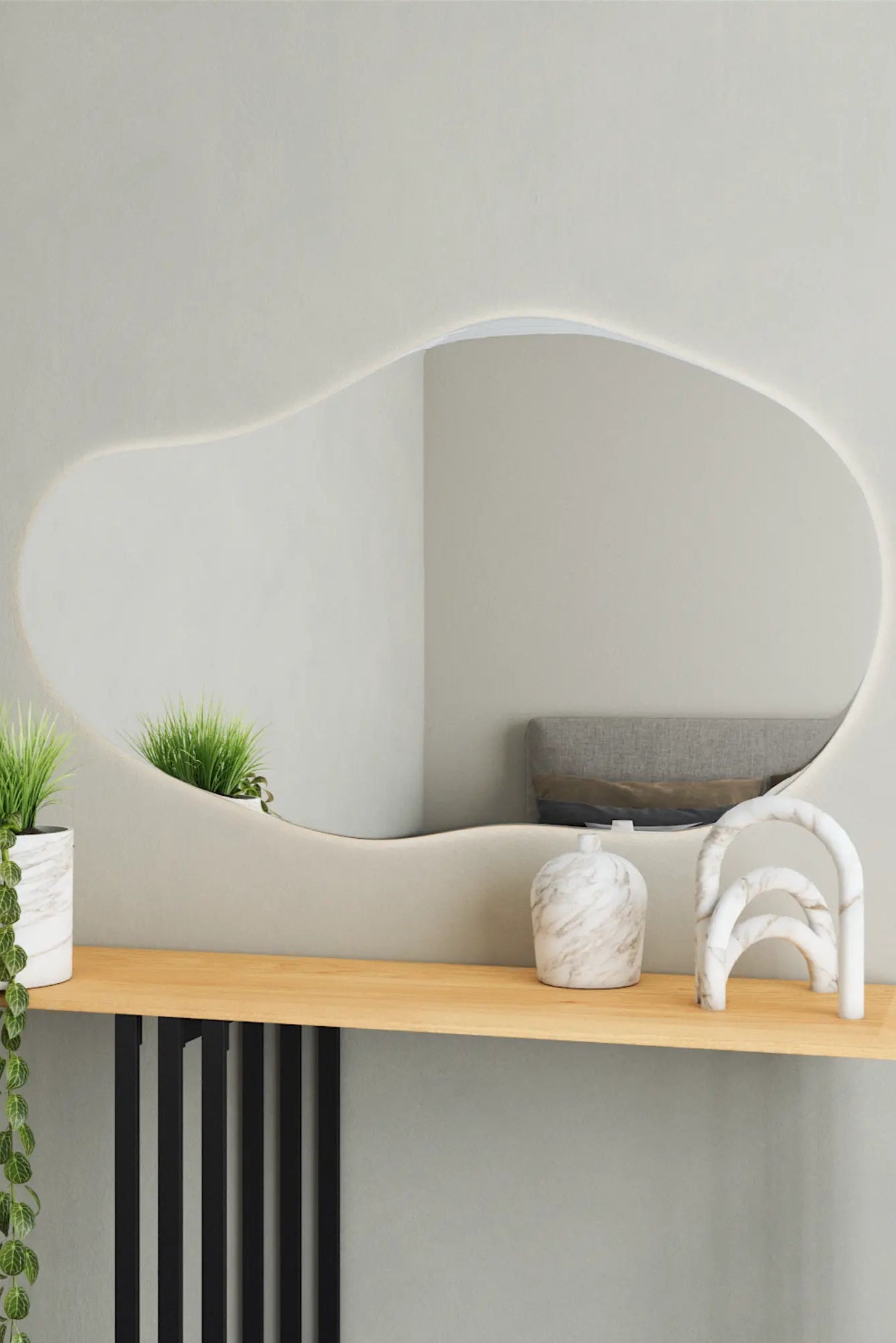 Cloud Mirror with Lights 55 x 100 cm 21.65 x 39.37 in Warm 3000k Power Connection 1