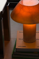 Modern Onice Table Lamp with Metal Base and Beige Fabric Shade