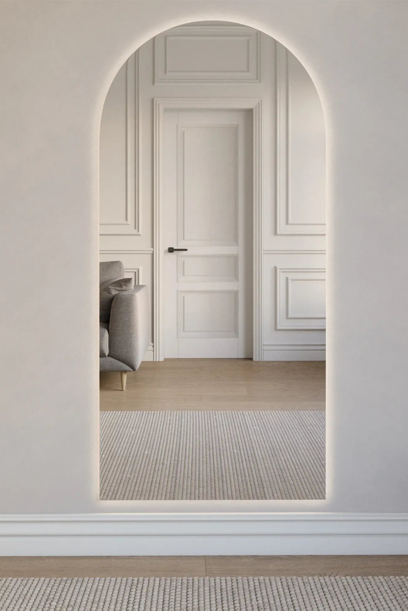 Arc Mirror with Lights for Makeup and Vanity in Modern Bathroom