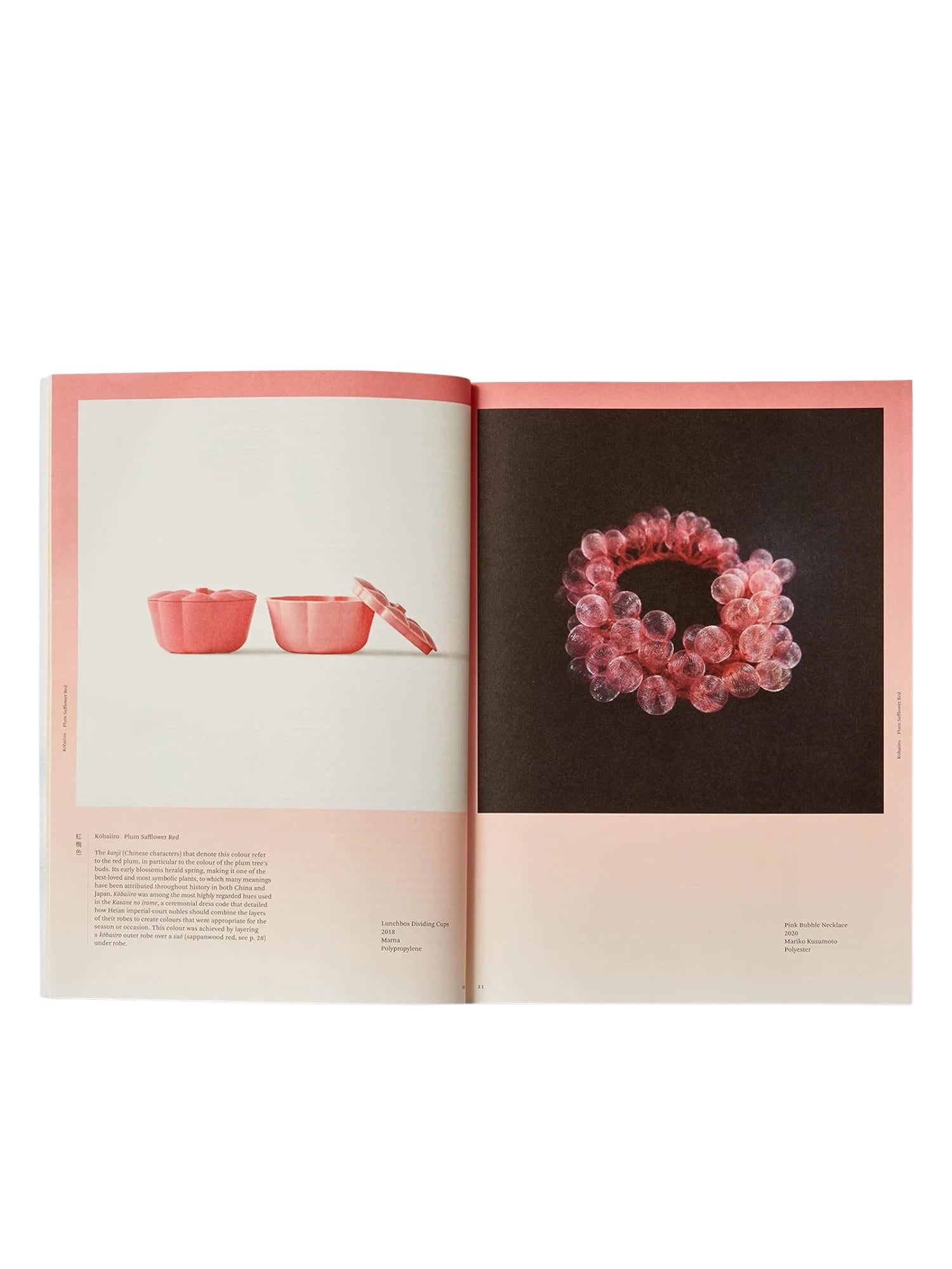 Book: Iro - The Essence of Color in Japanese Design, showcasing an open spread with vibrant pink and muted red Japanese color examples. This beautifully designed art book is perfect for designers, artists, and cultural enthusiasts seeking inspiration from traditional Japanese aesthetics.
