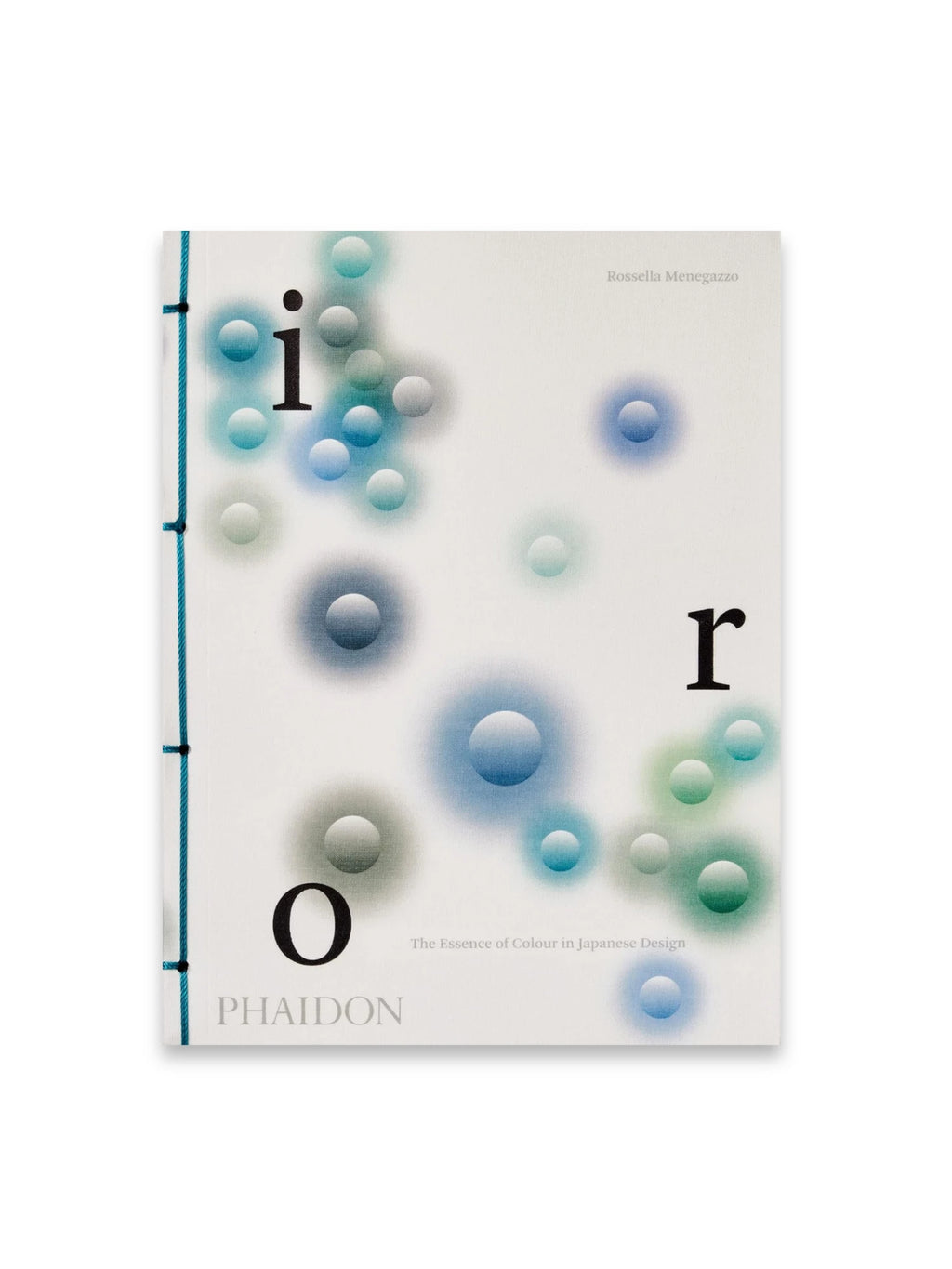 Book Iro - The Essence of Color in Japanese Design, a softcover art book with a pristine white cover featuring artistic blurred circles in shades of blue, teal, and green, evoking a sense of depth and vibrancy. This engaging design book is ideal for art enthusiasts, designers, and anyone interested in Japanese aesthetics and color theory.
