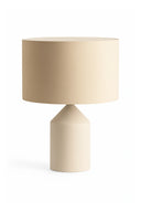 Beige table lamp with a cylindrical base on a white background