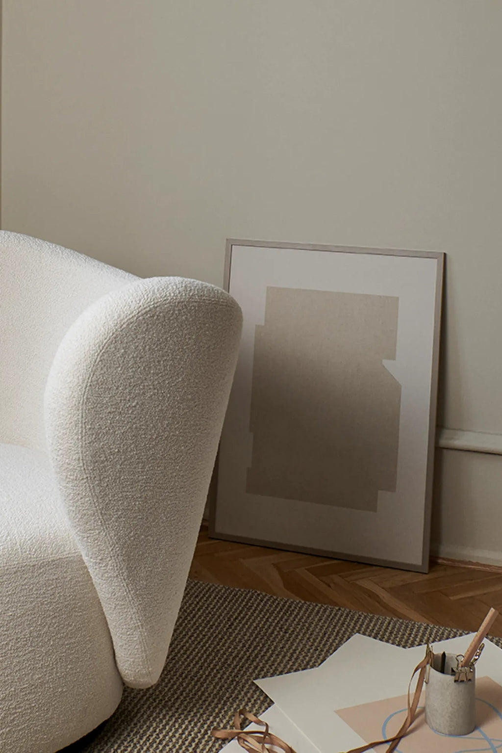 Close up of Bauhaus Beige wall tile with subtle beige and cream tones